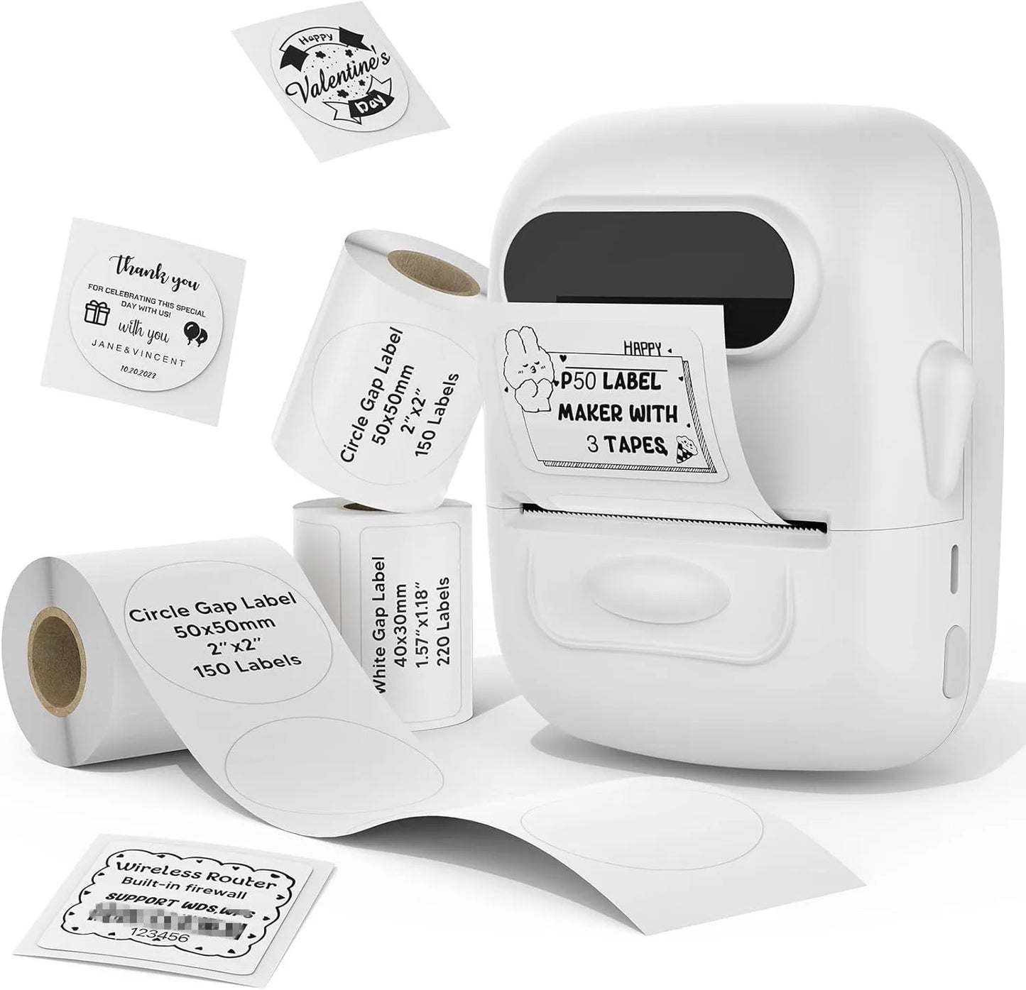 Wireless Label Printer P50 Inkless Bluetooth Thermal Label Maker Adhesive Label Sticker Machine DIY Pattern Barcode QR Code Tape