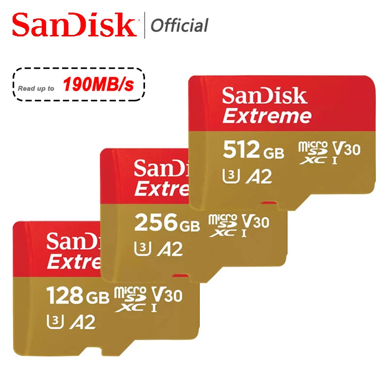 Sandisk Ultra Micro SD Card, 128gb 256gb, U3 4K V30 A2 Class 10 UHS-1 flash card, 512GB 64GB 1TB, microSD/TF Card For Phone camera