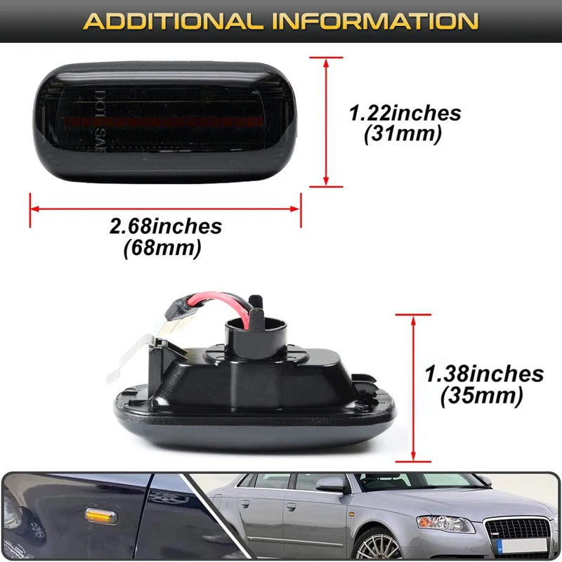 For Audi A3 S3 8P A4 S4 RS4 B6 B7 A6 S6 RS6 C6 05-08 Dynamic Turn Signal Light LED Side Marker Fender Sequential Indicator Lamp