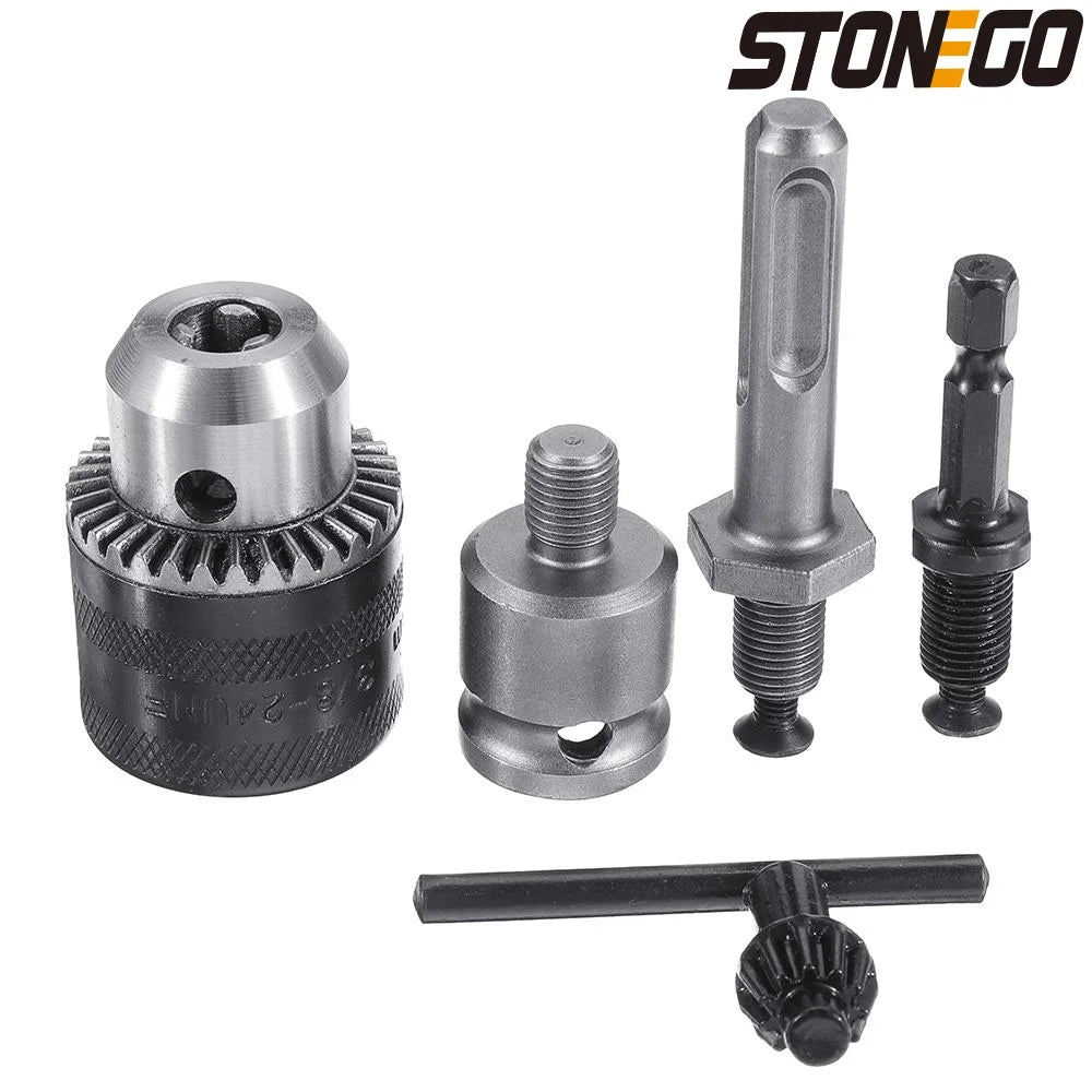 STONEGO 2 sizes 1 Set 2-13mm/1.5-10mm Drill Chuck Drill Adapter 3/8-24UNF Changed Impact Wrench Into Electric Drill Tools