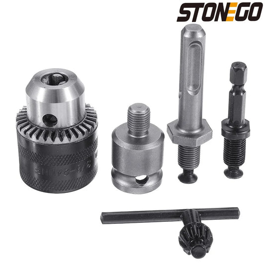 STONEGO 2 sizes 1 Set 2-13mm/1.5-10mm Drill Chuck Drill Adapter 3/8-24UNF Changed Impact Wrench Into Electric Drill Tools