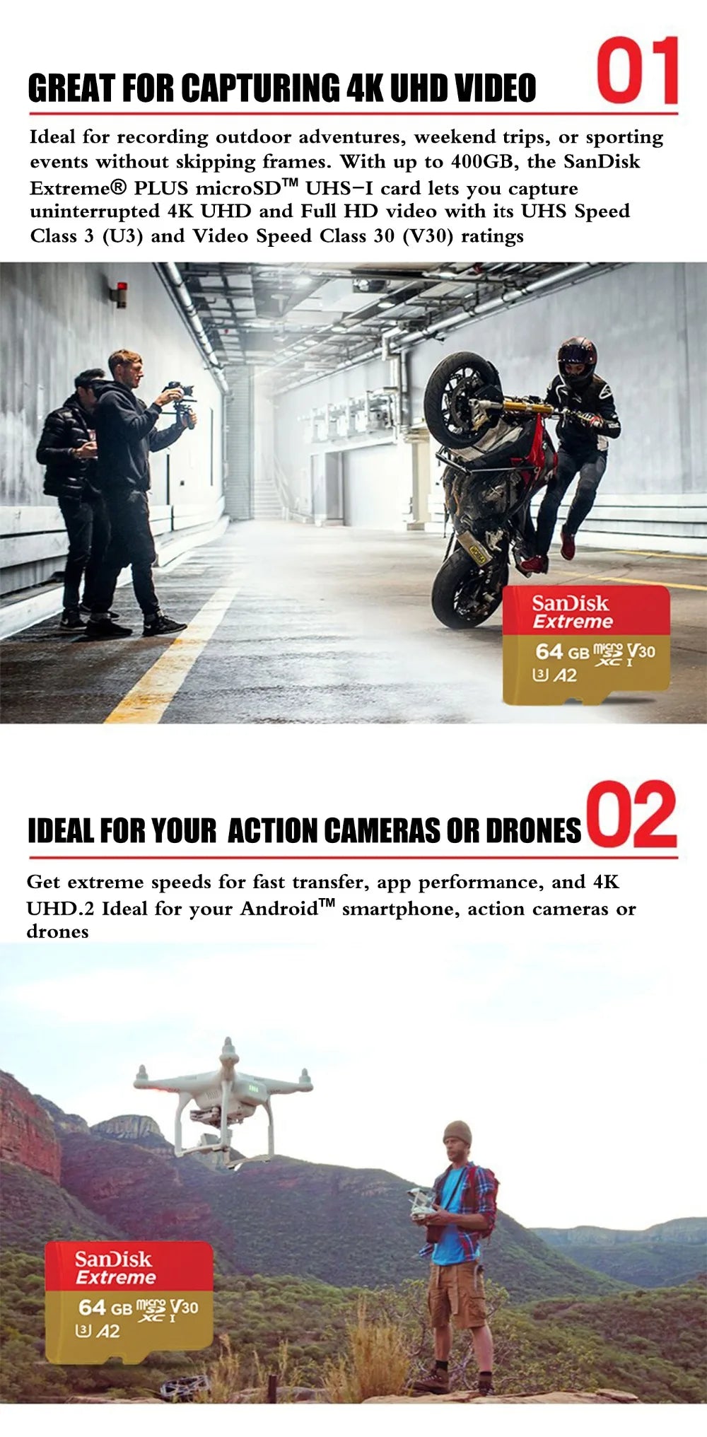 Sandisk Ultra Micro SD Card, 128gb 256gb, U3 4K V30 A2 Class 10 UHS-1 flash card, 512GB 64GB 1TB, microSD/TF Card For Phone camera