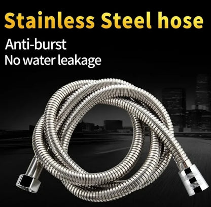 SUS 304 1.5/2M, Black/silver Flexible Shower Hose, Long Bathroom Shower Pipe Extension, Water Pipe Pull Pipe Bathroom Accessories