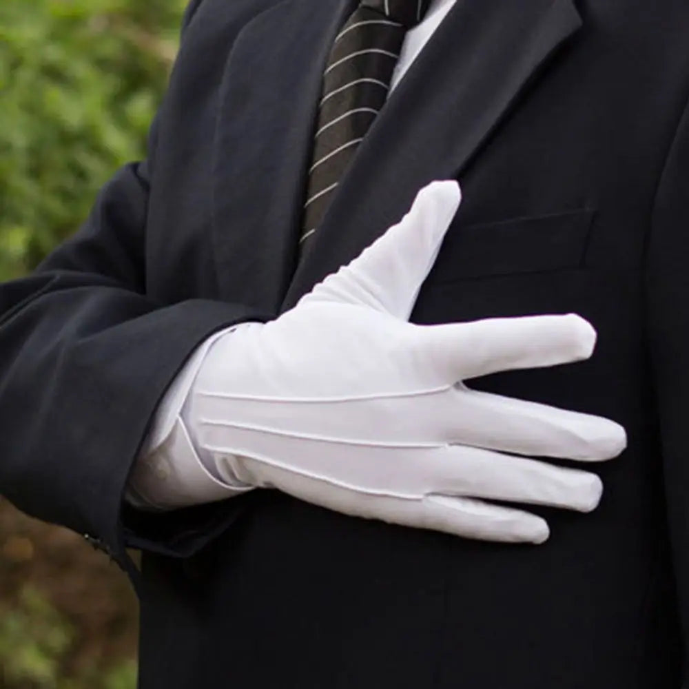 1Pair White Formal Gloves, Tuxedo Honor Guard Parade Inspection Collection Serve Thin Gloves, Thick Gloves, Performance Gloves, Men