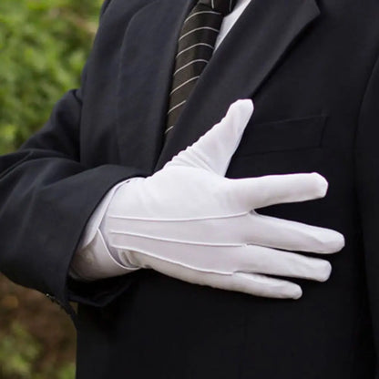 1Pair White Formal Gloves, Tuxedo Honor Guard Parade Inspection Collection Serve Thin Gloves, Thick Gloves, Performance Gloves, Men