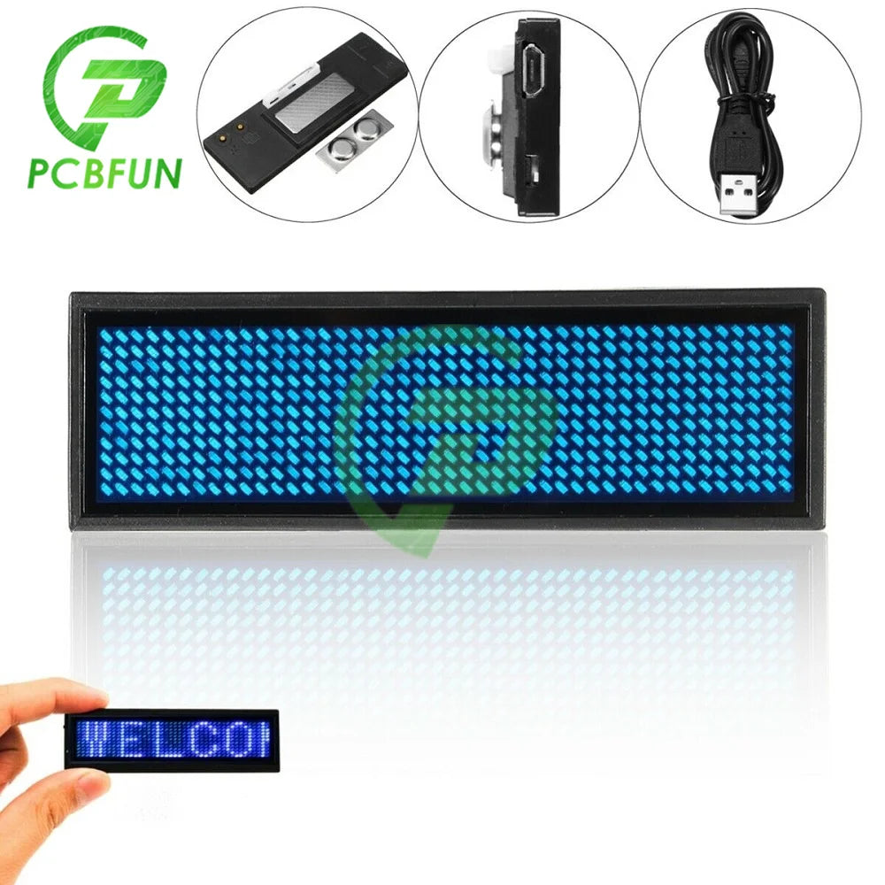 Rechargeable Bluetooth Digital LED Badge DIY Programmable Scrolling Message Mini LED Name Tag Badge Module Support 15 Languages