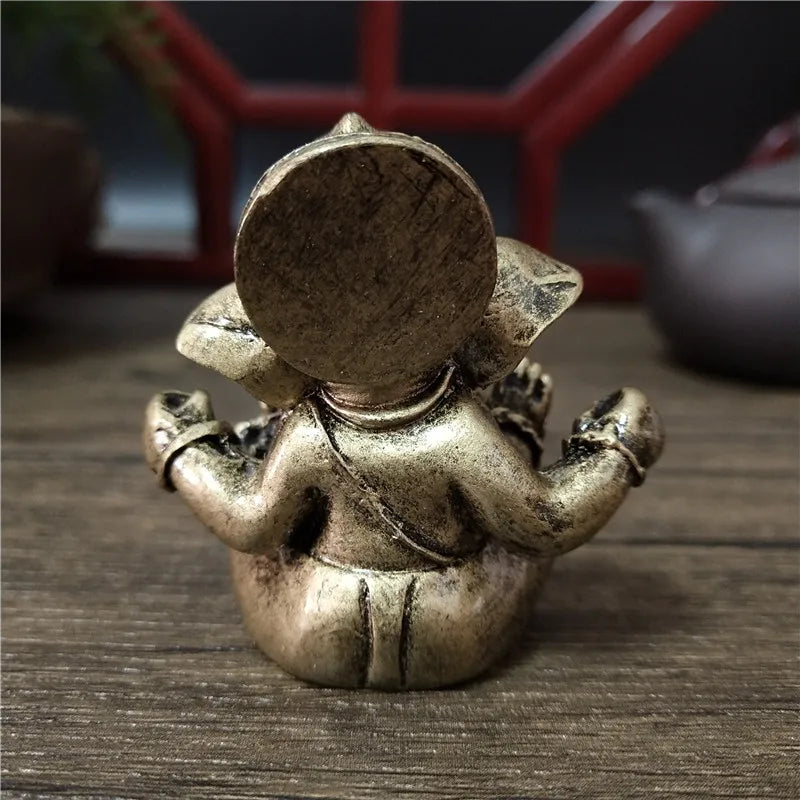 Bronze Color Lord Ganesha Statue, Buddha Ornaments, Elephant Hindu God Sculpture Figurines For Home Office Decoration, Buddha Statues