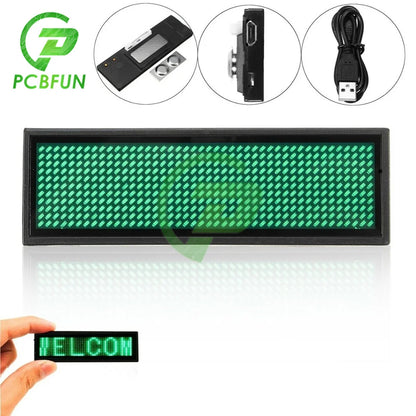 Rechargeable Bluetooth Digital LED Badge DIY Programmable Scrolling Message Mini LED Name Tag Badge Module Support 15 Languages