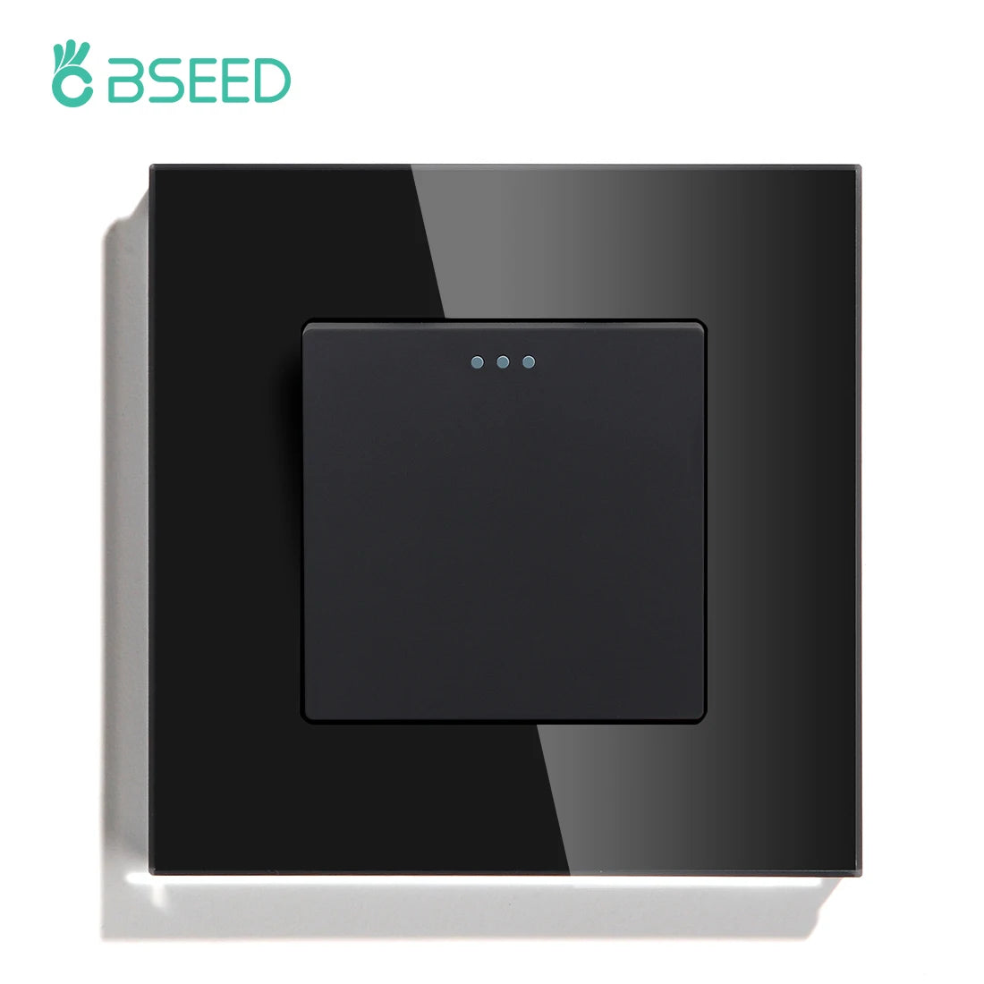 Bseed EU Standard Mechanical Reset Switch 1/2/3Gang 1Way Push Button Switches With Crystal Glass Panel White Black 250V