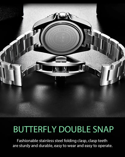 Luxury Fashion Diver Watch For Men, 30ATM Waterproof Date Clock, Sports Watch For Mens, Quartz Wristwatch, Relogio Masculino, LIGE Top Brand