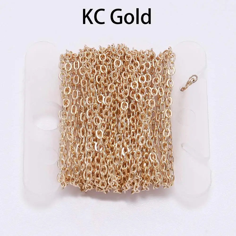 5M/lot, Gold/Bronze Plated Necklace Chain For Jewelry Making Findings, DIY Necklace Chains Materials, Handmade Supplies