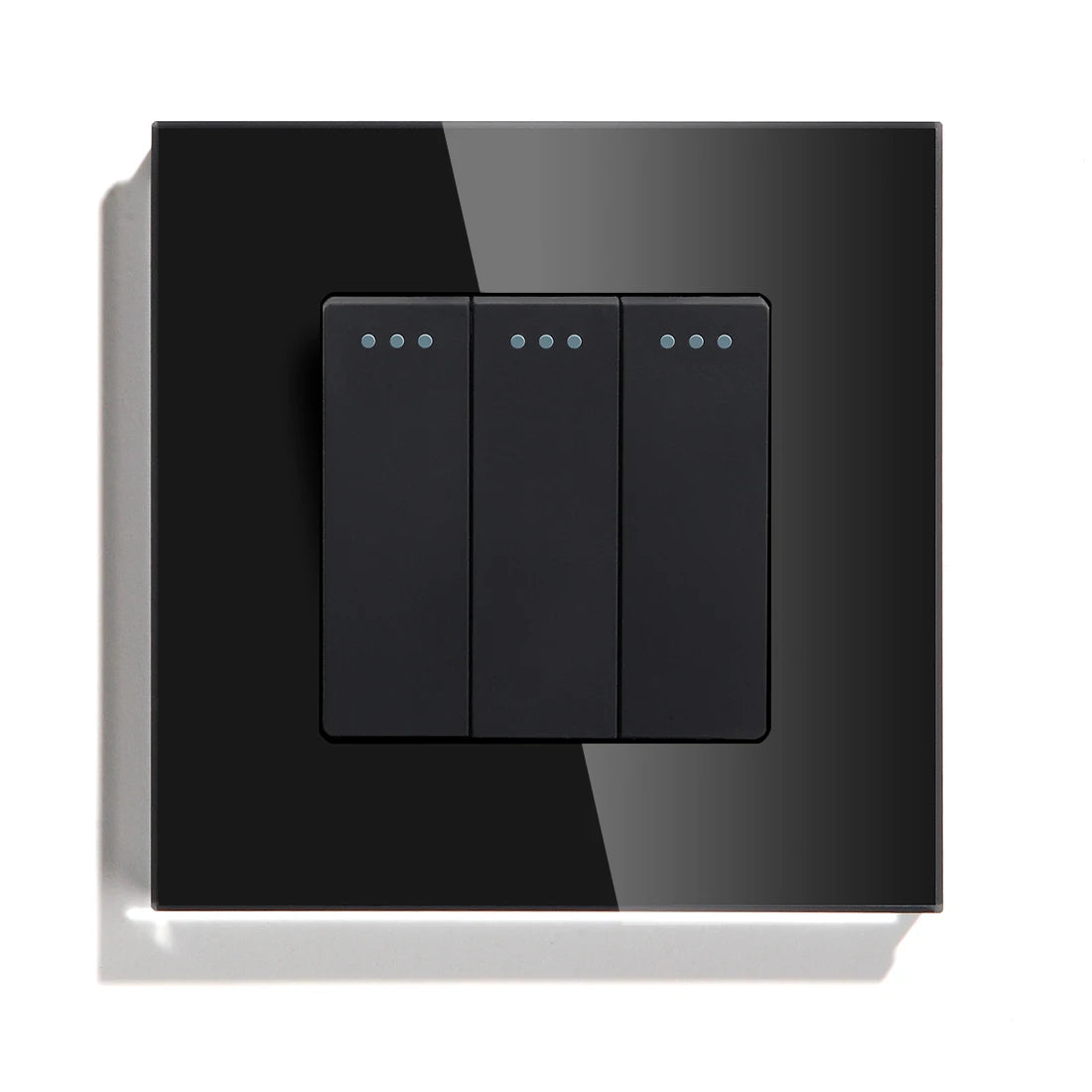 BSEED Mechanical Wall Light Switch Button Switch 1/2/3Gang 1Way Crystal Glass Panel Power Switch Switch On Off 250V White Black