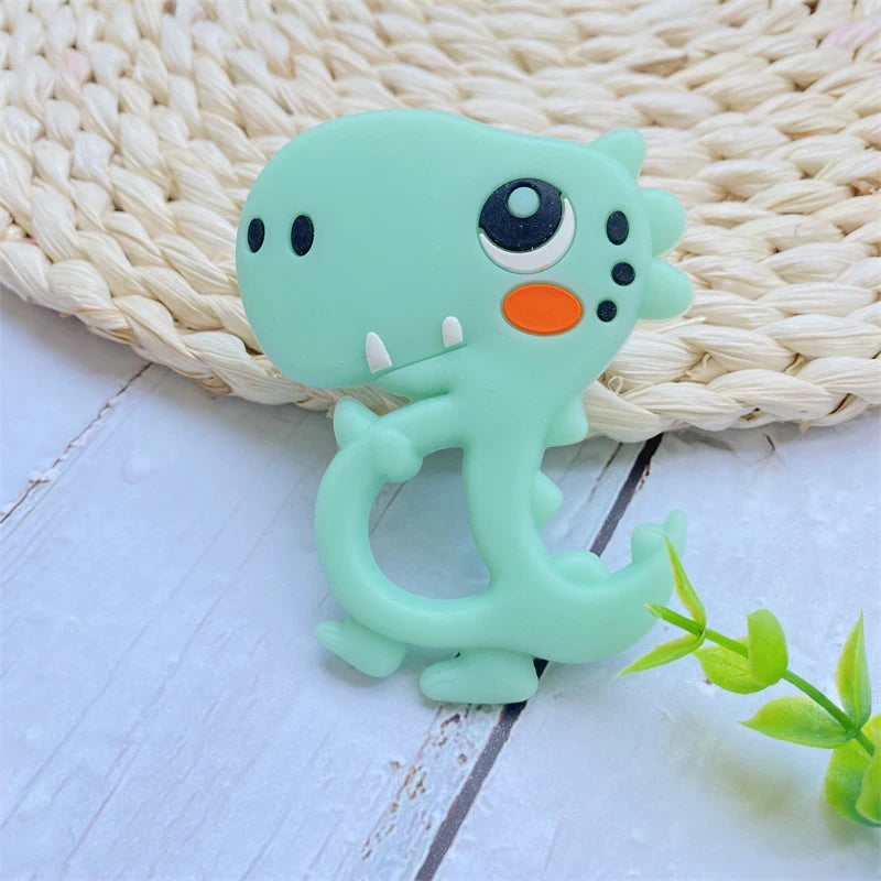 1Pcs, Silicone Dinosaur Teether, Cartoon Animal Rodent Teeth, Necklace Food Grade Baby Chew Toy