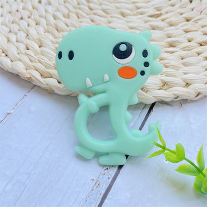 1Pcs, Silicone Dinosaur Teether, Cartoon Animal Rodent Teeth, Necklace Food Grade Baby Chew Toy