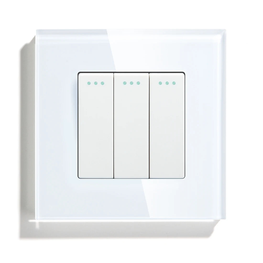 BSEED Mechanical Wall Light Switch Button Switch 1/2/3Gang 1Way Crystal Glass Panel Power Switch Switch On Off 250V White Black