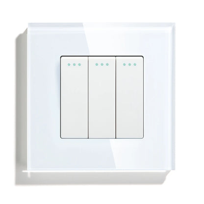 BSEED Mechanical Wall Light Switch Button Switch 1/2/3Gang 1Way Crystal Glass Panel Power Switch Switch On Off 250V White Black