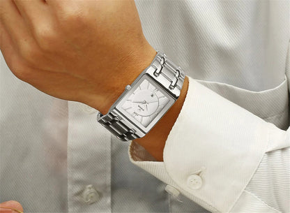 New Fashion Watches For Men, WWOOR Luxury Square Blue Men's Wristwatch, Stainless Steel Waterproof Quartz Clock, Male, Relogio Masculino