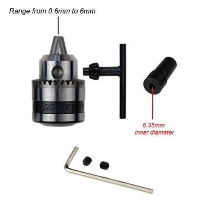 Mini Electric Drill Chuck Threaded  Clamp 0.6mm-6mm B10 Mount Taper Connector Rod Motor Shaft with Adapter Key Wrench Power Tool