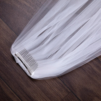 Wholesale Soft Tulle 3-Meter 5-Meter White Ivory Voile Mariée Long Wedding Veil with Metal Comb Bridal Headwear Vestido De Noiva