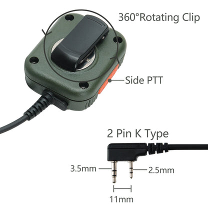 Baofeng AR-152 Tactical Remote Speaker Mic K Plug 2 Pin Volume Adjustable For AR-152 UV-5R UV-25 PRO Walkie Talkie Two Way Radio