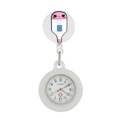Retractable Hospital Medical Icon Love Heart Badge Reel Cartoon, Nurse Doctor Pocket Watch, Hang Clips Quartz Watches Clock
