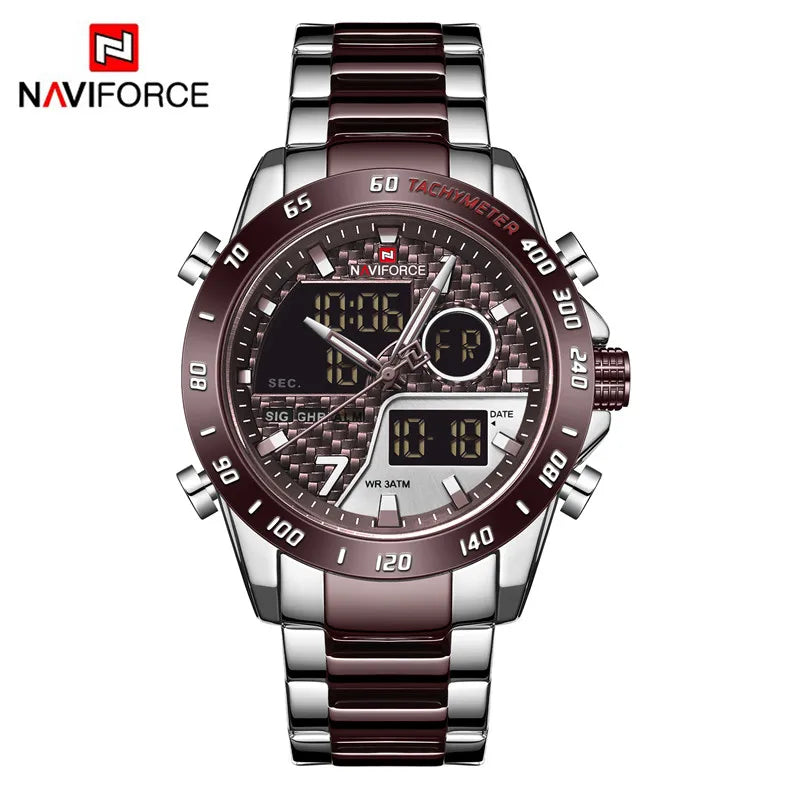 NAVIFORCE Luxury Brand Men's Wrist Watch Military Digital Sport Watches For Men Steel Strap Quartz Clock Male Relogio Masculino