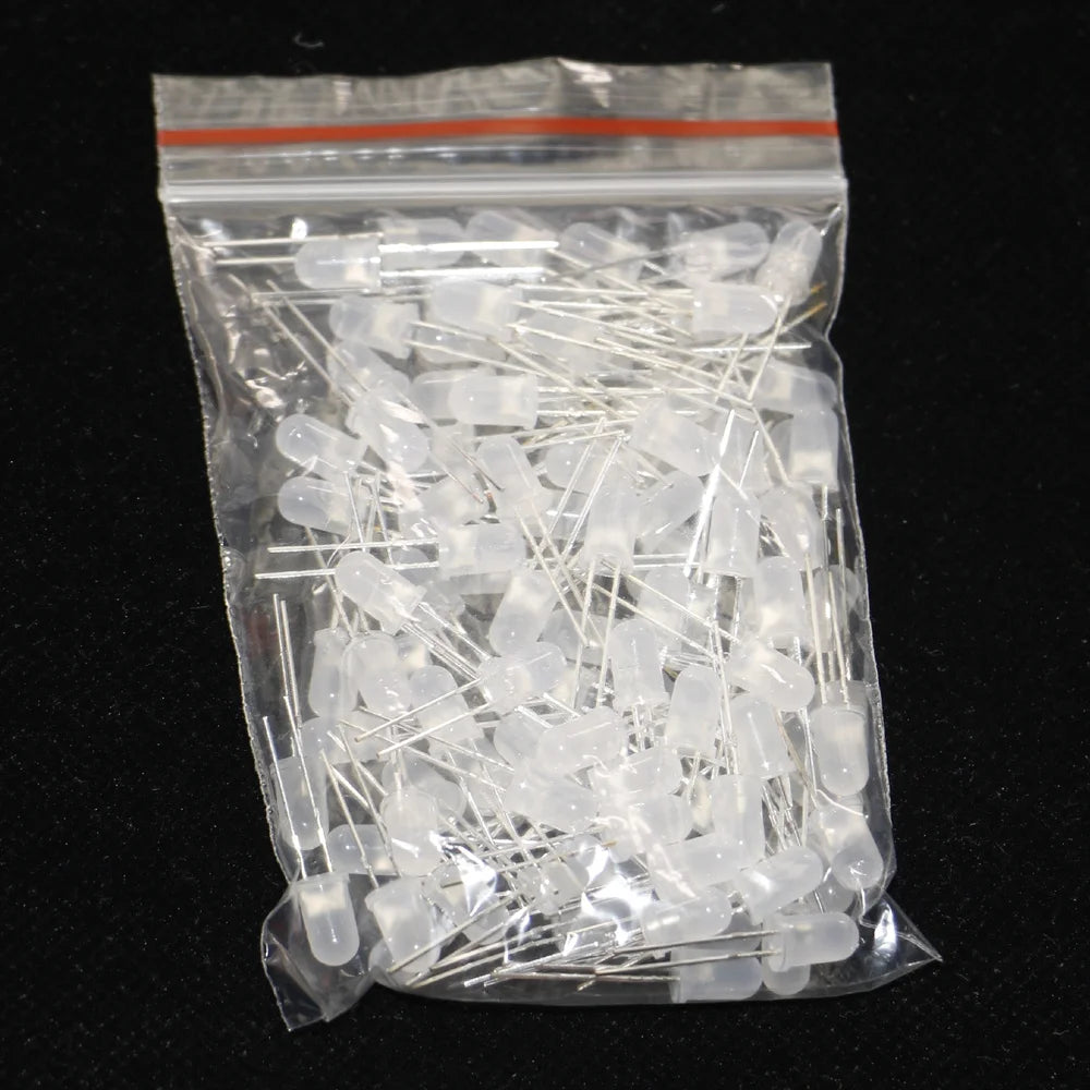 100pcs, 5mm LED Diode, 5mm Assorted Kit, White Green Red Blue Yellow Orange Pink Purple Warm white DIY Light Emitting Diode