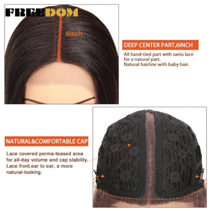 Synthetic Lace Front Wig, Long Deep Wavy Ombre Blonde Ginger Lace Wigs For Black Women, Heat Resistant Cosplay Wigs, FREEDOM