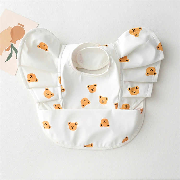Baby Bibs INS Nordic Style Angel Feed Pocket Burp Girl Boy Infant Meals Bib Waterproof Easy Clean Cute Elephant Bibs Soft PU