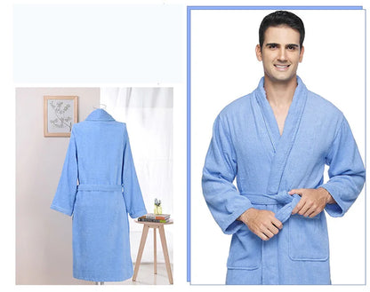 100% Cotton Robe Toweling Terry Robe Unisex lovers Soft Bath Robe Men And Women Nightrobe Sleepwear Male Casual Home Bathrobe