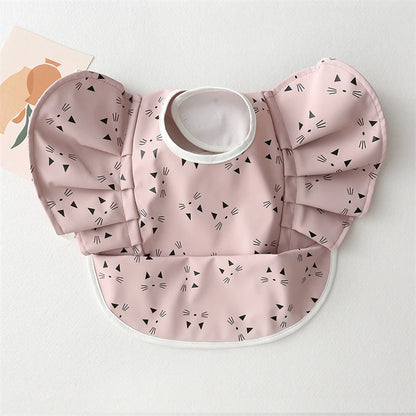 Baby Bibs INS Nordic Style Angel Feed Pocket Burp Girl Boy Infant Meals Bib Waterproof Easy Clean Cute Elephant Bibs Soft PU