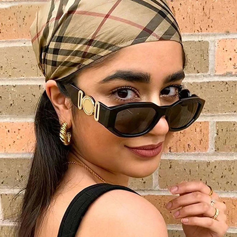 Vintage Polygon Sunglasses, Woman Fashion Brand, Small Frame Sun Glasses, Female Personality Candy Colors Retro Designer Shades