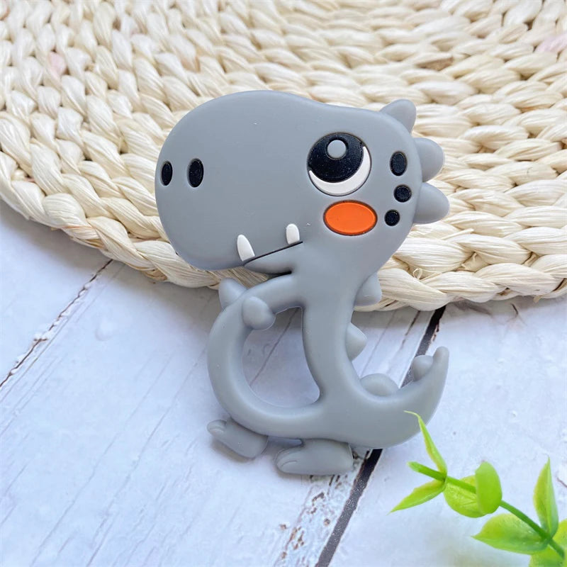 1Pcs, Silicone Dinosaur Teether, Cartoon Animal Rodent Teeth, Necklace Food Grade Baby Chew Toy