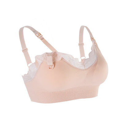 Wireless Front Open Nursing Bra Soft Lace Breathable Seamless Maternity Breastfeeding Bras Maternal Support For Pregnant Women