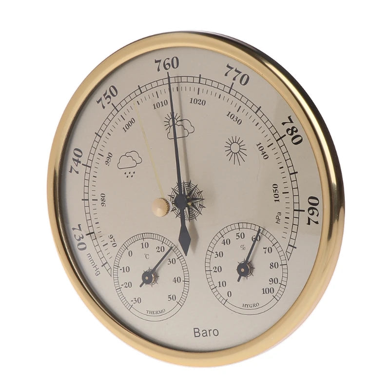 3-in-1 Wall-Mounted Household Barometer Thermometer Hygrometer Weather Station Hanging Pressure hPa Gauge Air Weather Instrument