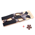 Vintage Suspenders Men Women Adult Leather Trimmed Button End Y Back Adjustable Elastic Trouser Braces Straps Belt Wedding Party