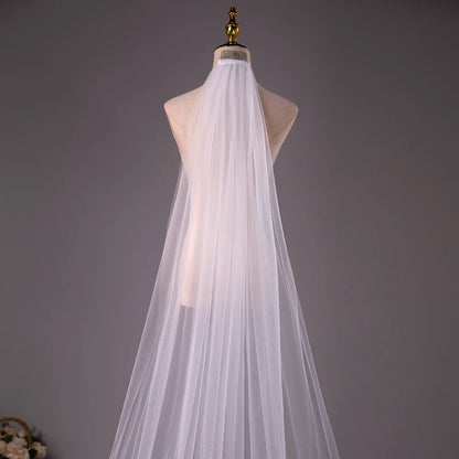 Wholesale Soft Tulle 3-Meter 5-Meter White Ivory Voile Mariée Long Wedding Veil with Metal Comb Bridal Headwear Vestido De Noiva