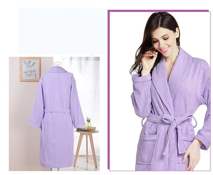 100% Cotton Robe Toweling Terry Robe Unisex lovers Soft Bath Robe Men And Women Nightrobe Sleepwear Male Casual Home Bathrobe