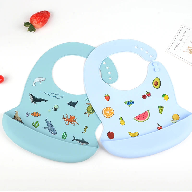 Babero de silicona impermeable para bebé, diseño de plátano, para alimentación de recién nacidos, delantal suave comestible, bufanda ajustable para eructos de bebé
