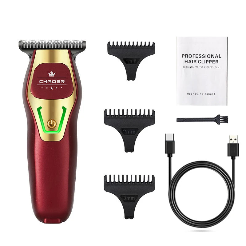 Powerful Professional Hair Trimmer For Men, 0 MM T Blade Electric Clipper, Rechargeable Barber Haircut Machine, Beard Trimmer Shaver