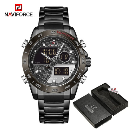 NAVIFORCE Luxury Brand Men's Wrist Watch Military Digital Sport Watches For Men Steel Strap Quartz Clock Male Relogio Masculino