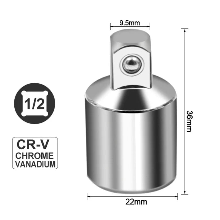 Ratchet Wrench Socket Converter Sleeve Head Adapter 1/2" (Female) to 3/8" (Male), 3/8" (Female) to 1/4" (Male), 1/4" (Female) to 3/8" (Male), 3/8" (Female) to 1/2" (Male) Stainless Steel
