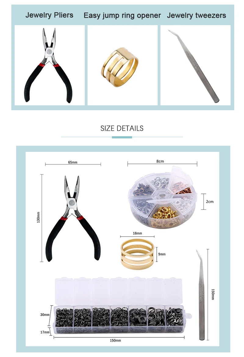 A Set Jewelry Findings Tool Set Open Jump Rings, Jewelry Pliers, Lobster Clasps Hooks, Jewelry Tweezers Jewelry Making Supplies