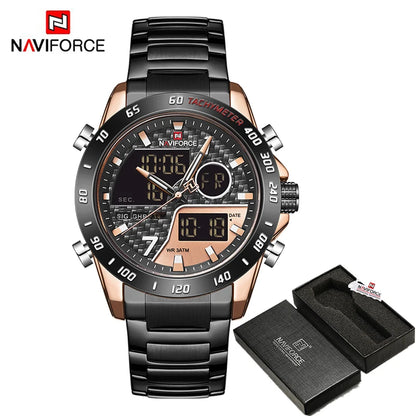 NAVIFORCE Luxury Brand Men's Wrist Watch Military Digital Sport Watches For Men Steel Strap Quartz Clock Male Relogio Masculino