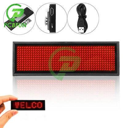 Rechargeable Bluetooth Digital LED Badge DIY Programmable Scrolling Message Mini LED Name Tag Badge Module Support 15 Languages