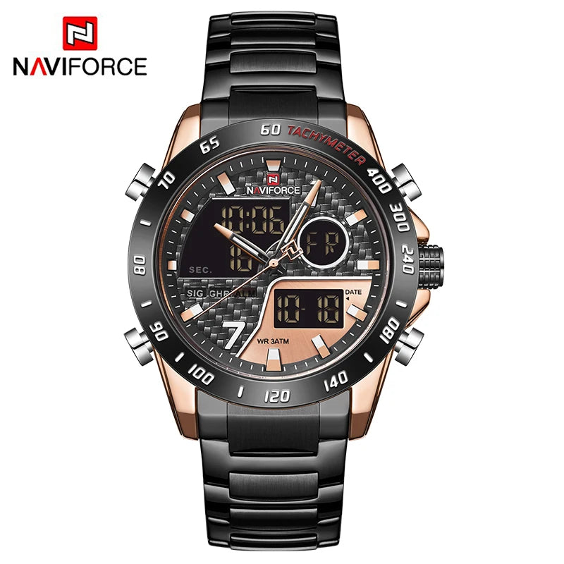 NAVIFORCE Luxury Brand Men's Wrist Watch Military Digital Sport Watches For Men Steel Strap Quartz Clock Male Relogio Masculino