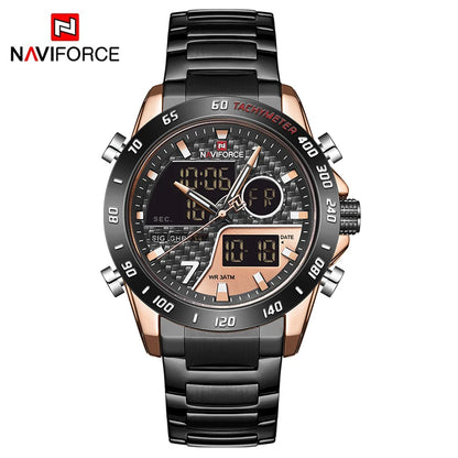 NAVIFORCE Luxury Brand Men's Wrist Watch Military Digital Sport Watches For Men Steel Strap Quartz Clock Male Relogio Masculino