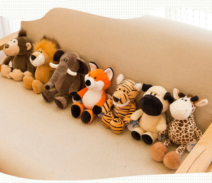 Stuffed Plush Animal Toys Soft Dolls Jungle Lion Elephant Tiger Dog Fox Monkey Deer Children Gift Kawaii Baby Kids Hobby Toys