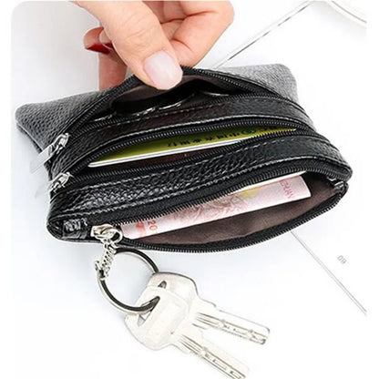 3 Pocket Coin Purse, Men Small Bag, Wallet, Change Purses, Zipper Money Bags, Card Holder, Children Mini Wallets, Leather Key Holder