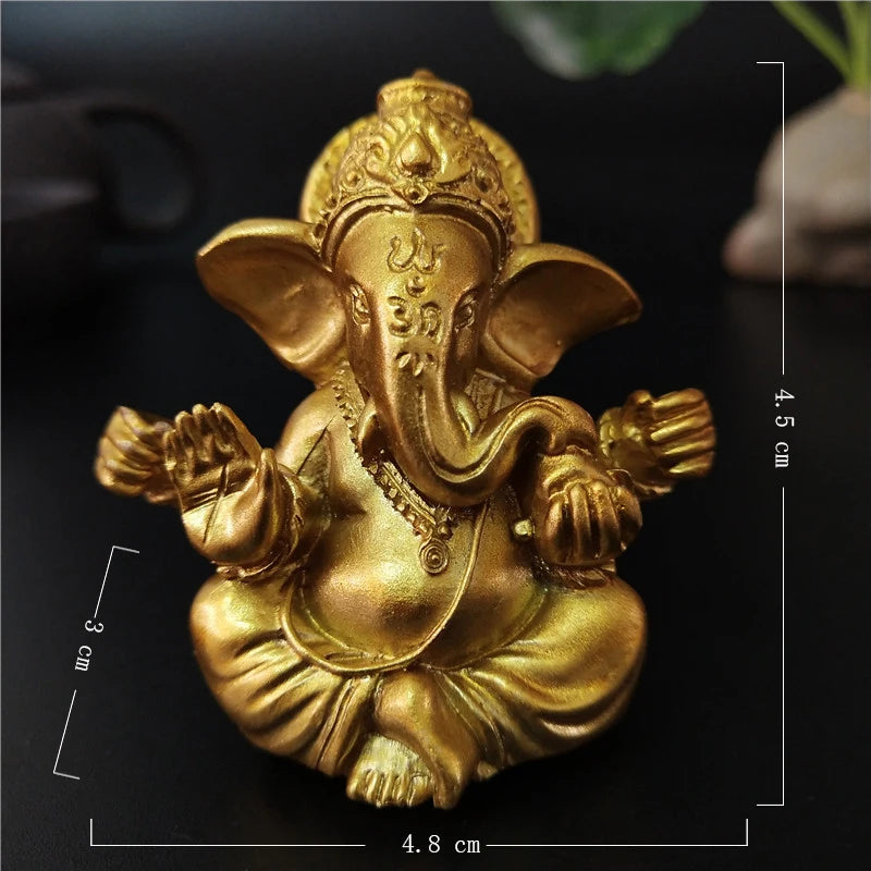 Bronze Color Lord Ganesha Statue, Buddha Ornaments, Elephant Hindu God Sculpture Figurines For Home Office Decoration, Buddha Statues